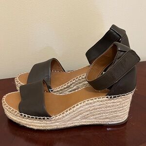 Franco Sarto Dark Green Leather Wedges